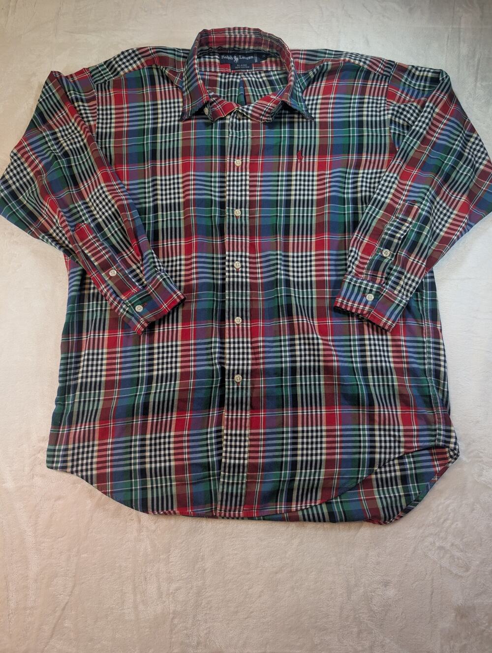 Ralph Lauren Blaire Plaid Button Front Shirt M Red Green Blue Cotton